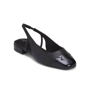 ROCKPORT Black Leather Sagey Slip On Slingback Comfort Dress Flats